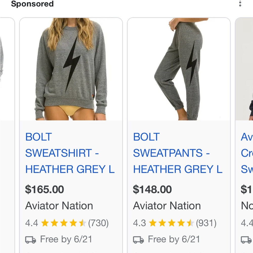 Aviator Nation Gray Bolt Sweatset.